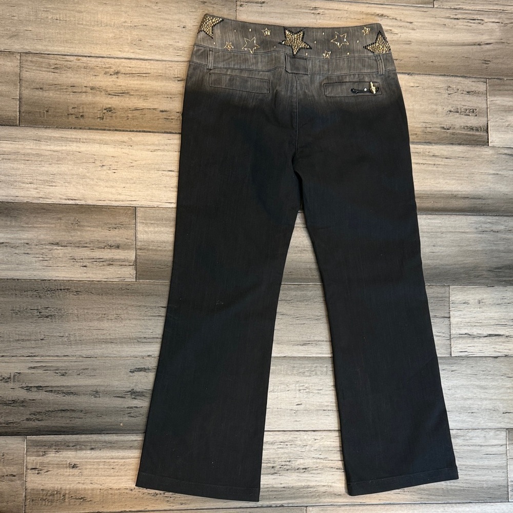 Black Flared Jeans with Star Accents - Picture 6 of 8